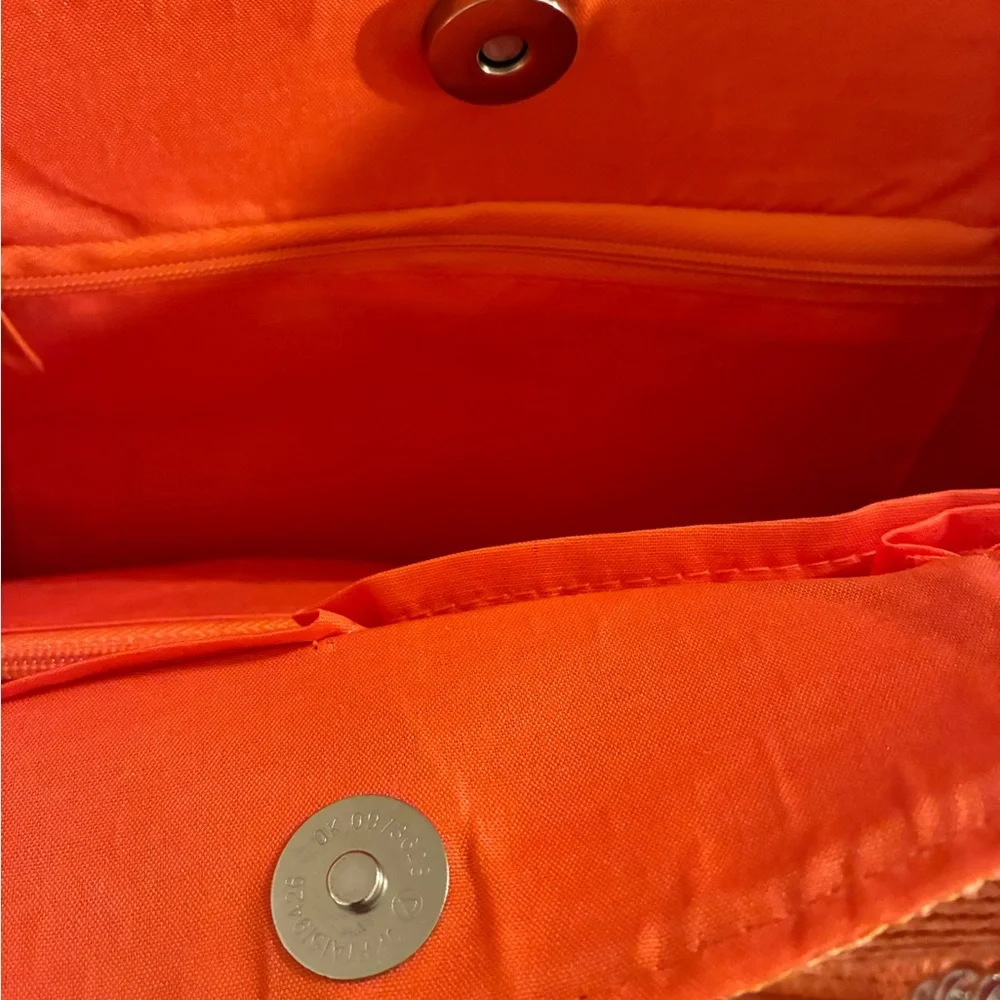 NWT Magid Orange Chain-Handle Straw Woven Shoulder Bag Summer Coastal Beach Vibe